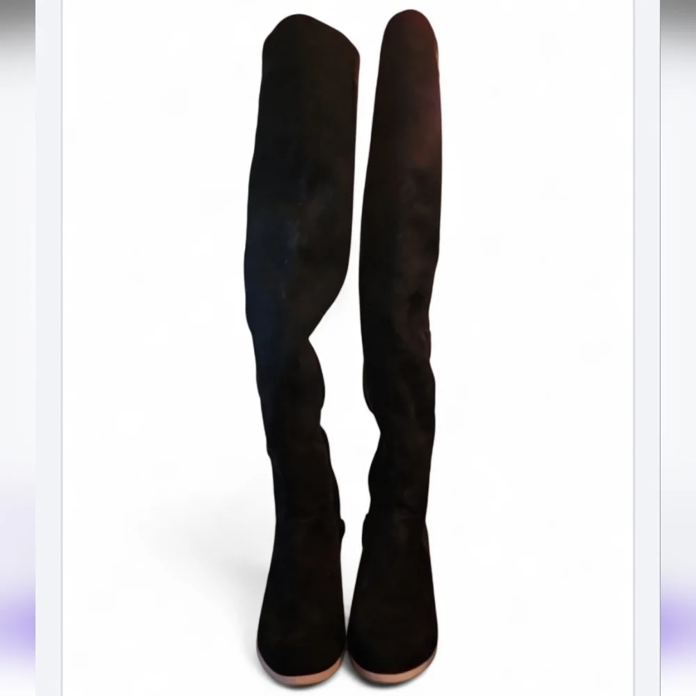 Altar'd State Over The Knee Boots Black Faux Suede Pull On Inside Zipper Size 7
